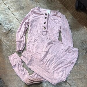 Pink Button-Up Long Sleeve Top and Pants Set